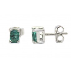 Stud Earrings 925 Sterling Silver Emerald Gem Stone Women Handmade Gift C645